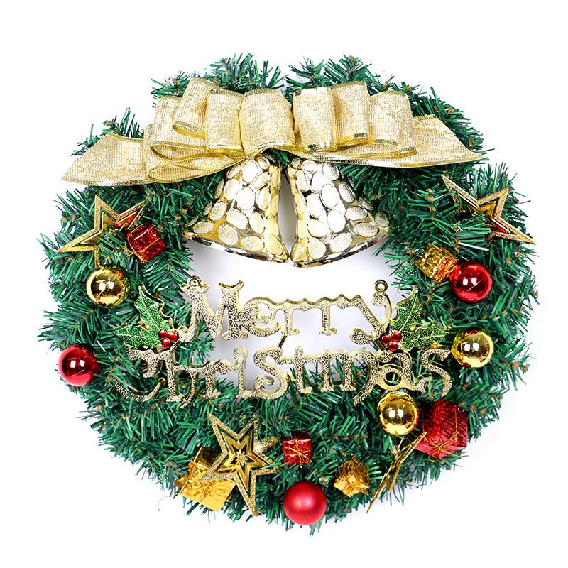 Hong Yu PVC Christmas Bell Ribbon Wreath - Door & Wall Hanging Decoration Ornament 30cm Snowman Ribbon Bell Wreath