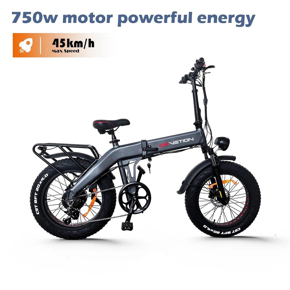 Terénní 750W skládací elektrokolo 48V 10AH baterie 20palcová tlustá pneumatika kotoučová brzda elektrické kolo 45 km/h rychlost