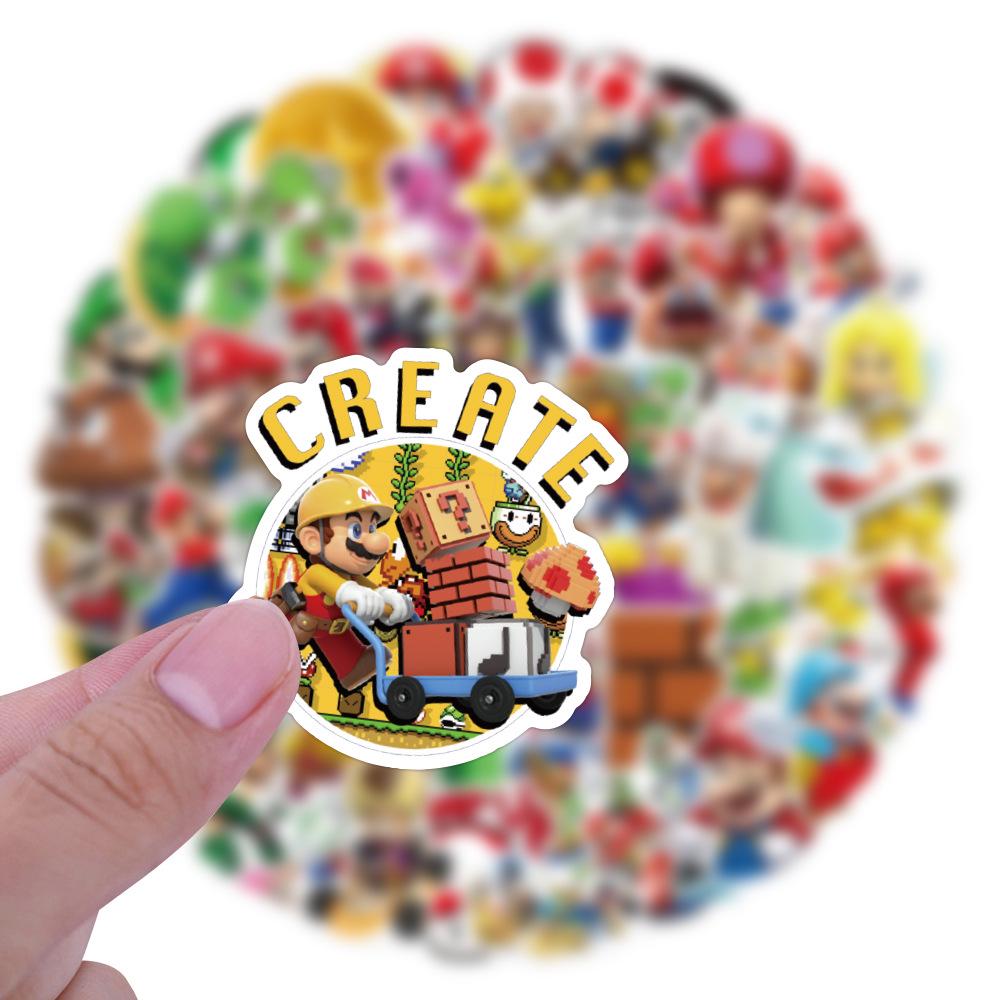 100 Classic Super Mario Cartoon Graffiti Stickers for Car, Luggage, and Cup