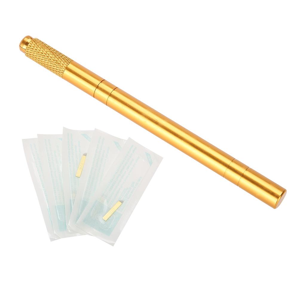 Eyebrow Tattoo Pen Set Manual Microblading Tattoo Eyebrow Pen with 5Pcs Disposable Needle