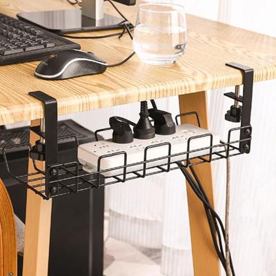 Plateau de gestion des câbles sous le bureau, organiseur de câbles sous la table pour le bureau et la maison, noir