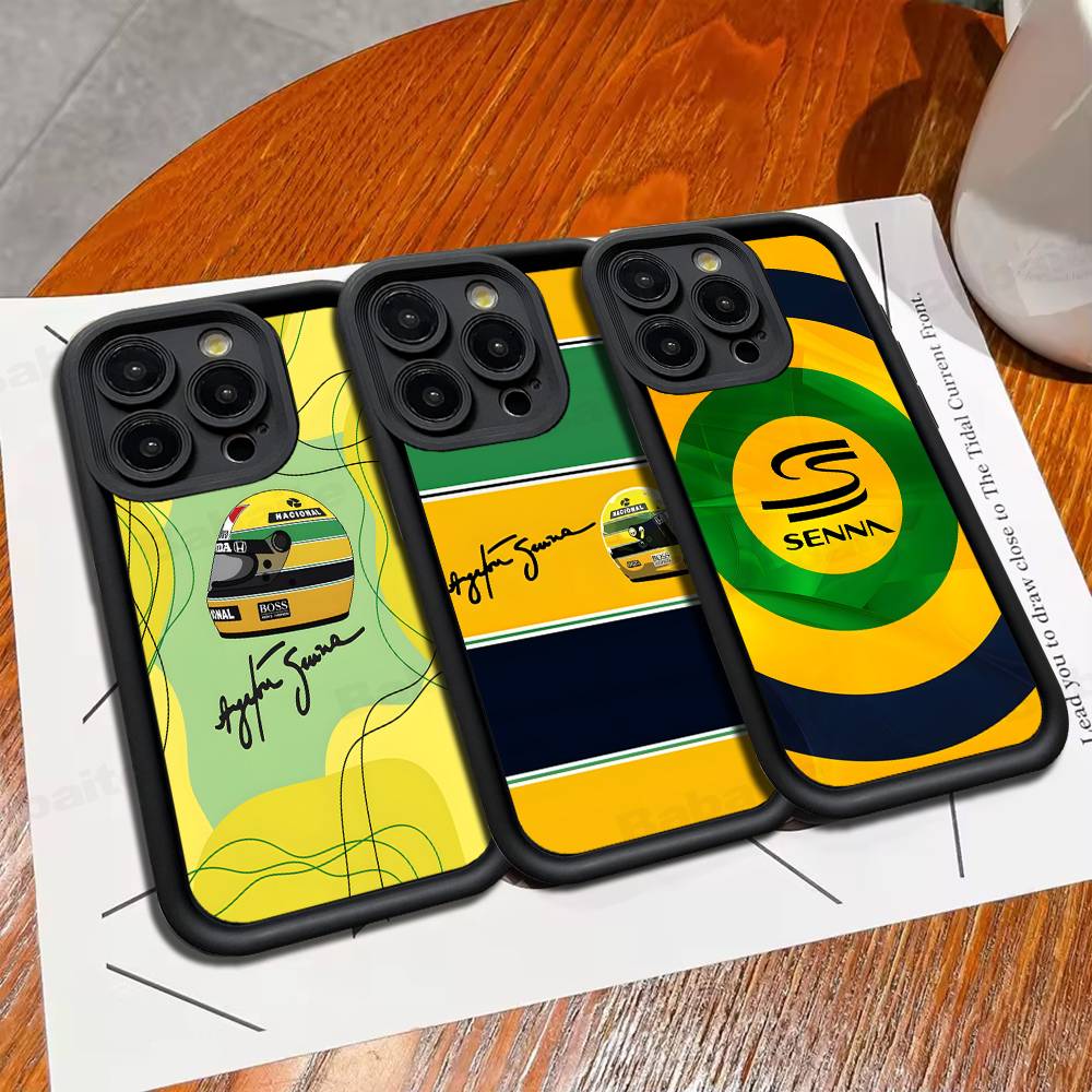 Capa de Celular Ayrton S-Senna H-Capacete F-F1 Racing Para IPhone 17 16 15 14 13 12 11 Pro Max Mini Plus Capa Traseira Macia de TPU