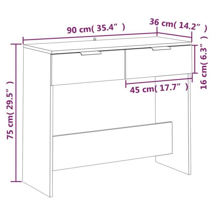 VidaXL Table console noir 90x36x75 cm bois d'ingénierie 811332