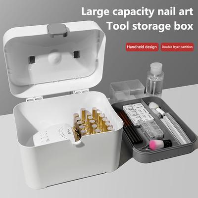 Hand-Held Desktop Storage Box Plastic Scissors Manicure Organizer Jewelry Nail Gel Polish Pen Container Manicure Tool Case