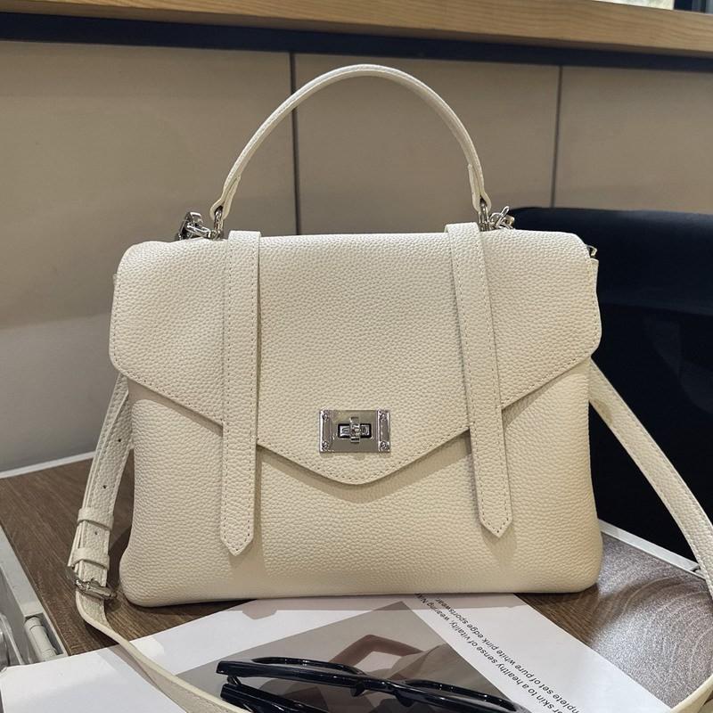 

2025 New Cowhide Genuine Leather Tote Bag Kelli Small Square High-end Portable Single-shoulder Cross-body Women s 29cmx12cmx22cm белый