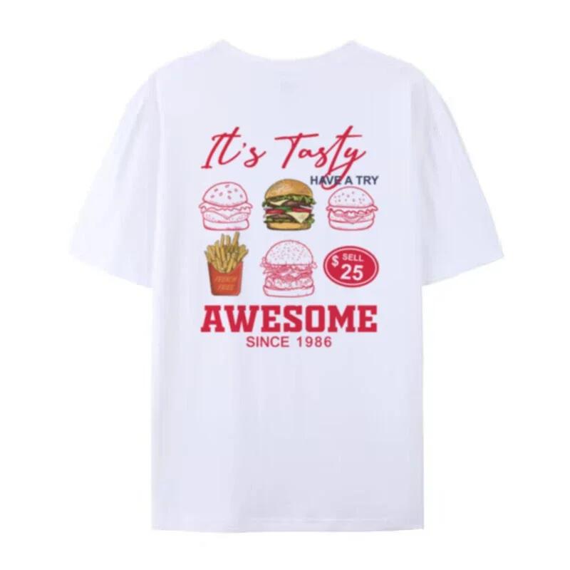 

Burgers Chips Back Print TShirts Women Cute Funny Foodie Shirt Oversized Harajuku Tops Retro Streetwear Unisex Female Clothes XL