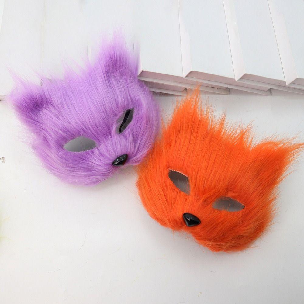 Animal Plush Cat Mask Realistic Masquerade Mask Halloween Plush Masks  Costume Party Supplies