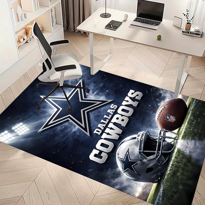 Dallas Cowboys Print Area Rug - Soft, Washable Non-Slip Indoor Mat for Office Chairs, Living Room, Home Office Decorative Rug