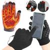 USB Heated Knitted Gloves Full Finger Gloves Non-Slip Thermal Knitting Mitts Thicken Winter Cycling Gloves for Autumn Winter