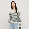 Elva' Island Women's Striped Long-Sleeve Hooded Knit Sweater