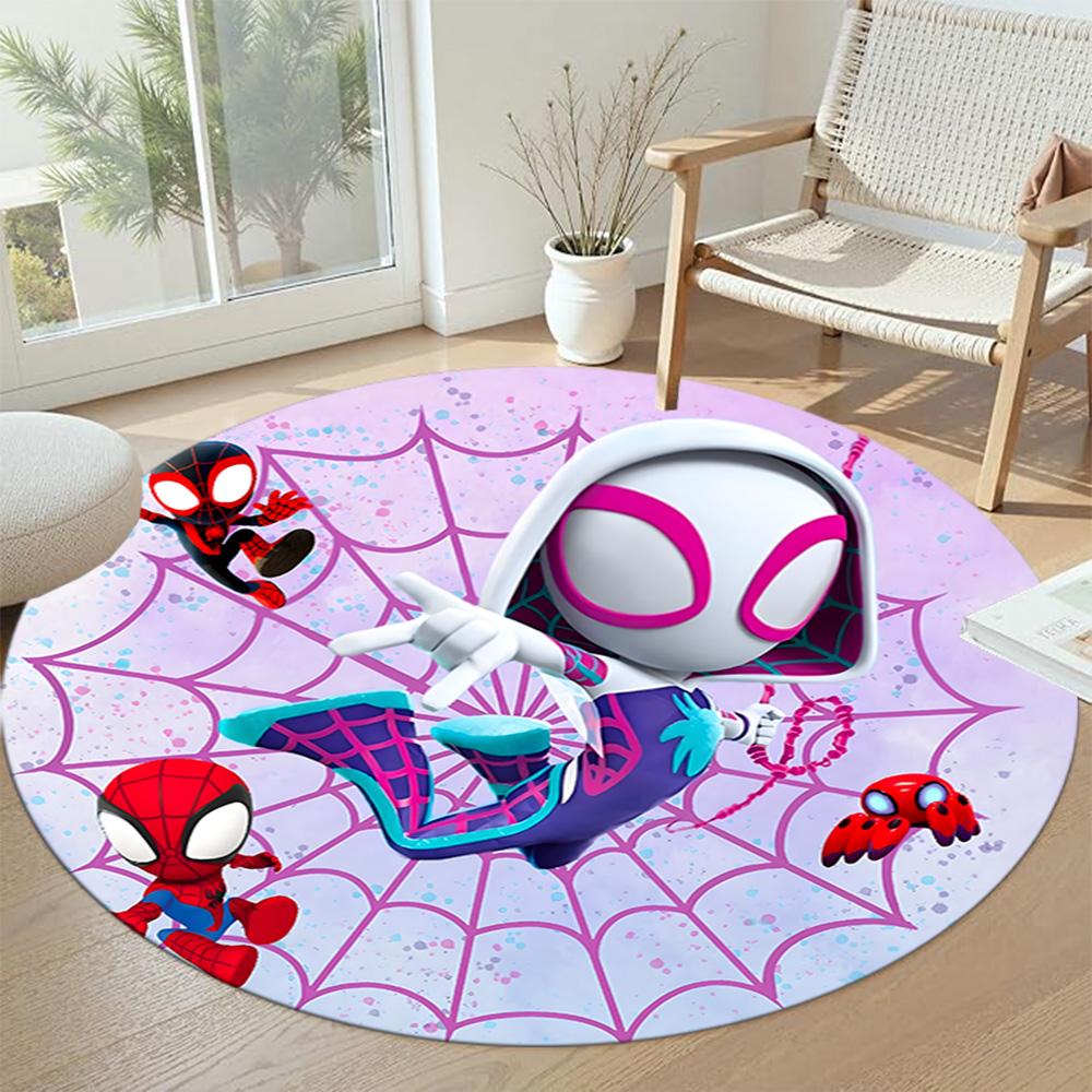 Spider-man Round Floor Mat Suitable for Game Room Living Rooms Dormitory Kitchen Anti-slip Round Rug Decorate Offices Best for Christmas