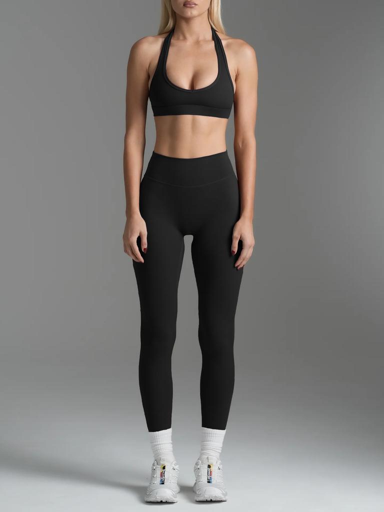 Show chest, neck, sexy back, sports yoga suit, women's fitness, sports leggings, Pilates two-piece set