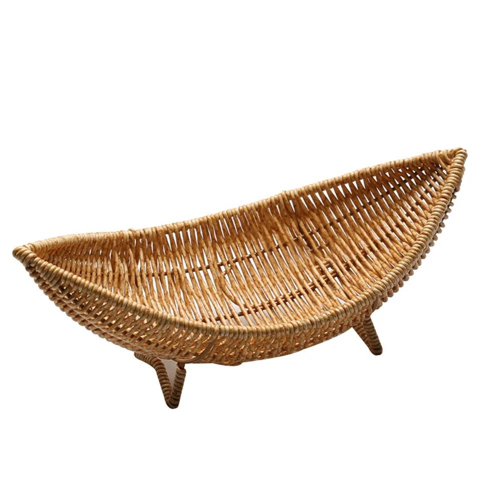 Rattan Fruit Bowl Tray For Coffee Table Woven Sundries Basket Rattan Fruit Tray Woven Vegetable Basket Plastic Rattan Egg Basket China Mainland