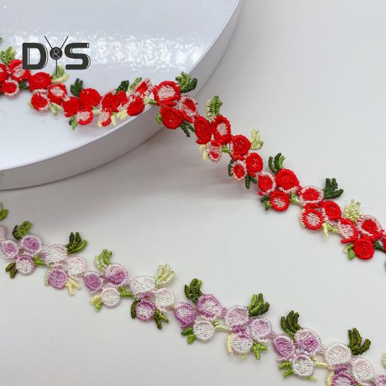 15 Yards Blommig Spetskantband Polyester Broderad Spetsapplikationsremsa Blommig Spetsband Sytyg för DIY-hantverk Bröllopsdekorationer