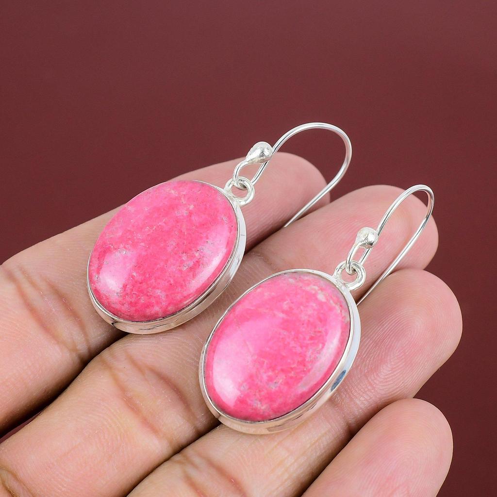 Thulite Earring Handmade Jewelry Top Quality Gemstone Earring 925 Sterling Silver Earring Birthstone Earrings Gifts For Mom Elegant Jewelry