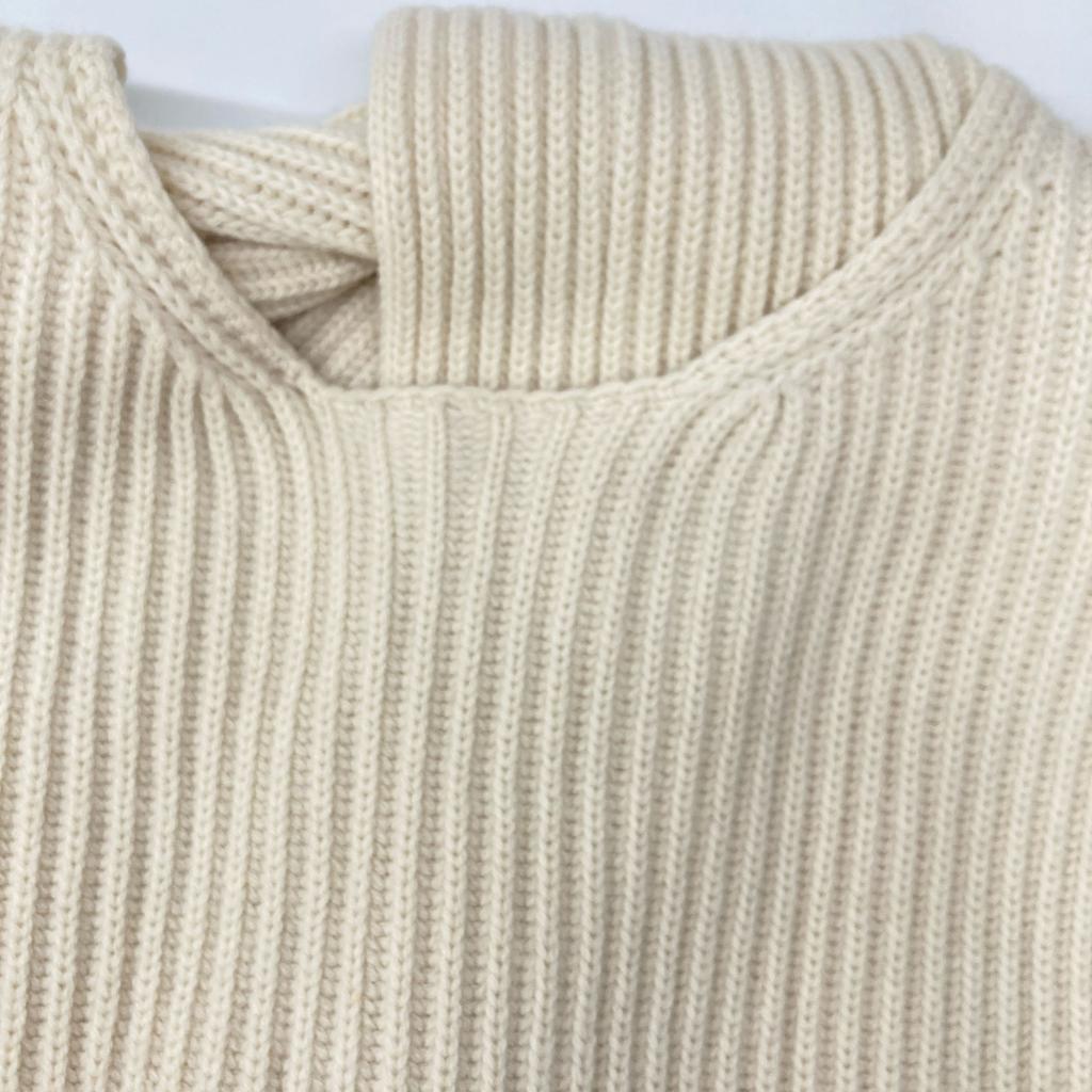 Celine 2 3BX8/6806 Ivory Wool Cashmere Phoebe Period Open Bag Design Knit Tops XS IvoryUsed