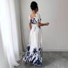 Summer Fashion New Arrival Puff Sleeves High Waist Tight Waist Women's Printed Wear Large Swing Sling Dress