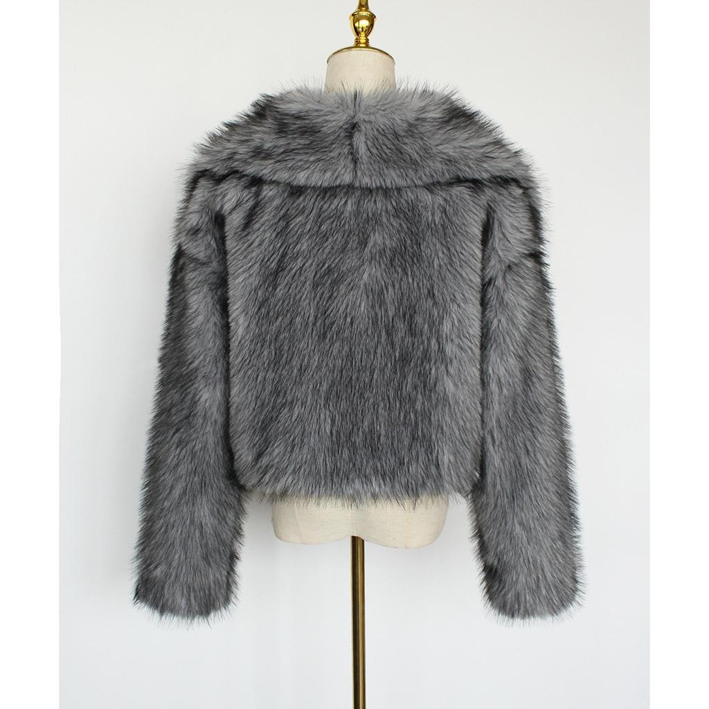 Women's Autumn and Winter New Imitation Fur Jacket Top, Women's Artificial Fur Short Plush Jacket