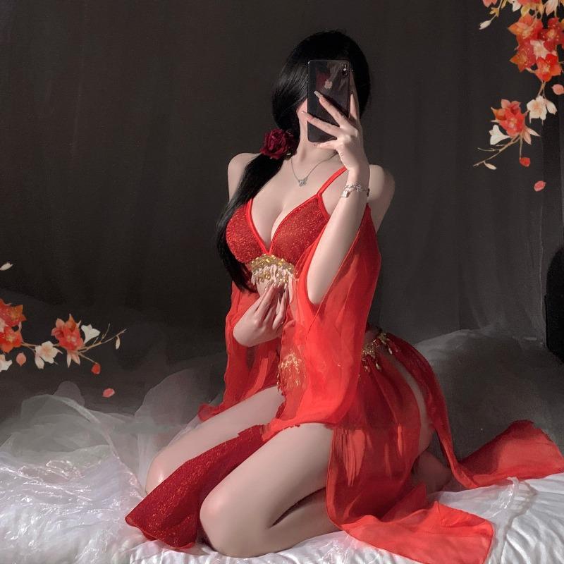 Sex Underwear Exotic Princess Retro National Passion Lingerie Sexy Temptation Hanfu Fairy Gauze Night Dress Uniform Pajamas Set