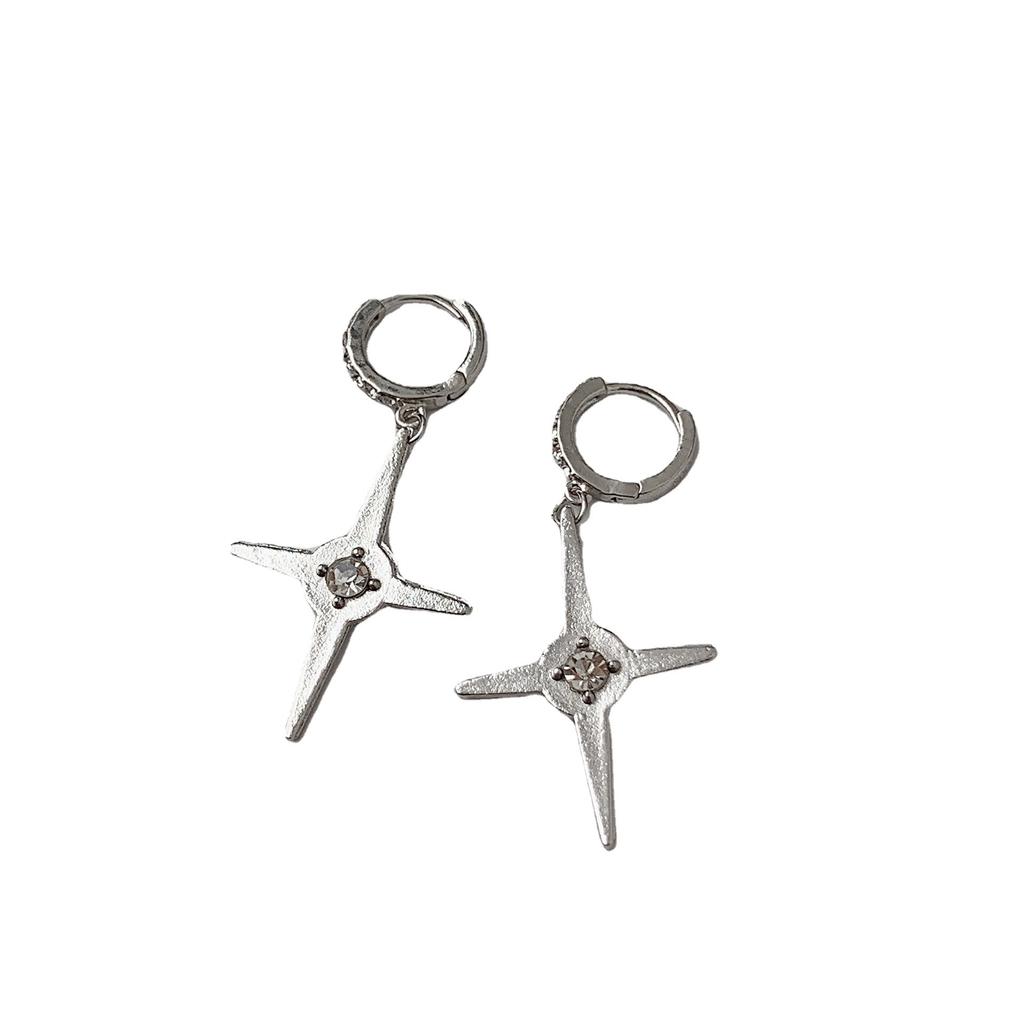 Silver Series Light Luxury Zircon Earrings Women'S Niche Design Style Simple And Versatile Fashion Sense Ear Clip Ear Buckle