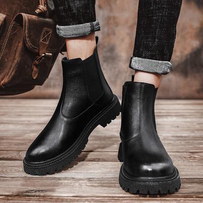 Chelsea Boots Men's Autumn and Winter New British Style Tooling Mid-Top Smoke Pipe Boots All-Matching Fashion Boots