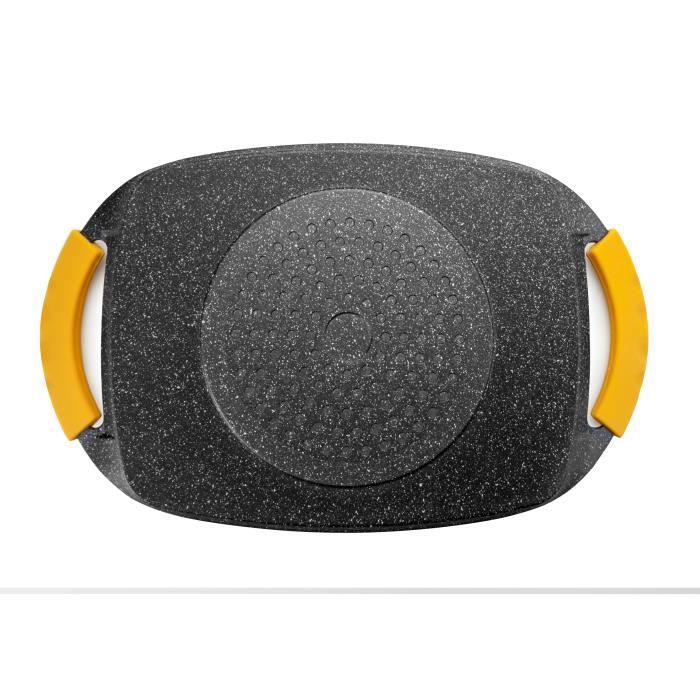 GRILL PLANCHA BASIC STONE AVEC RAINURES 36x23CM