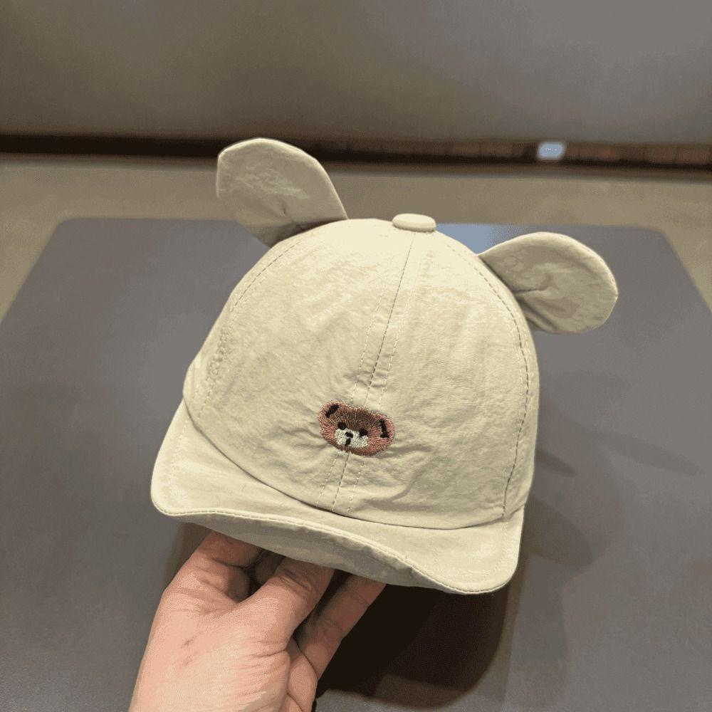 Little Bear Embroidery Kids Sun Hat Quick Drying Cartoon Bear Hat Duck Tongue Cap For Girls Boys