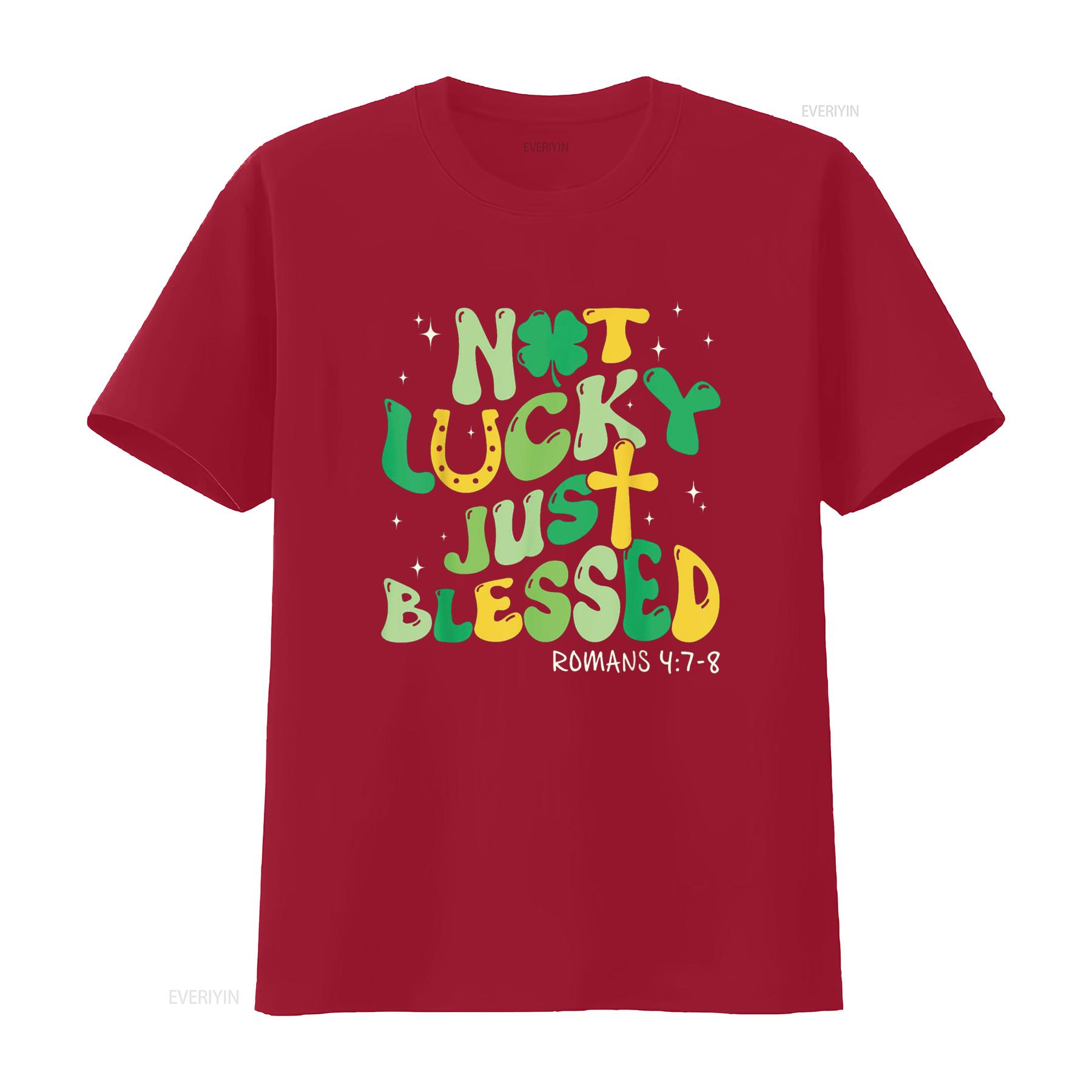 Not Lucky Just Blessed Retro St Patricks Day Christian Faith T Shirt vintage Washed Casual Unisex homme Soft streetwear S