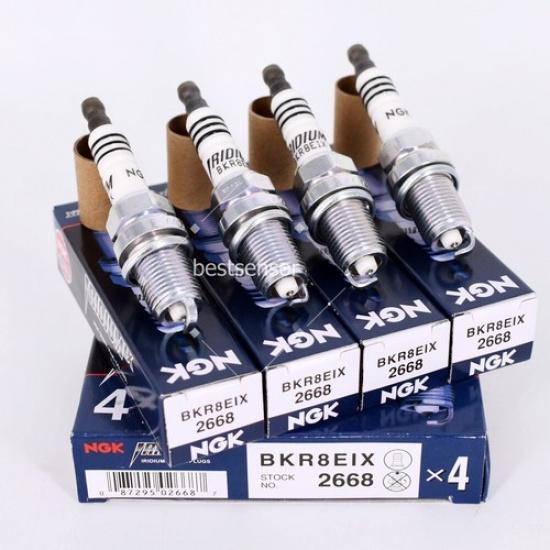Set of 4 New NGK BKR8EIX 2668 Iridium Spark Plugs Racing Colder US OEM