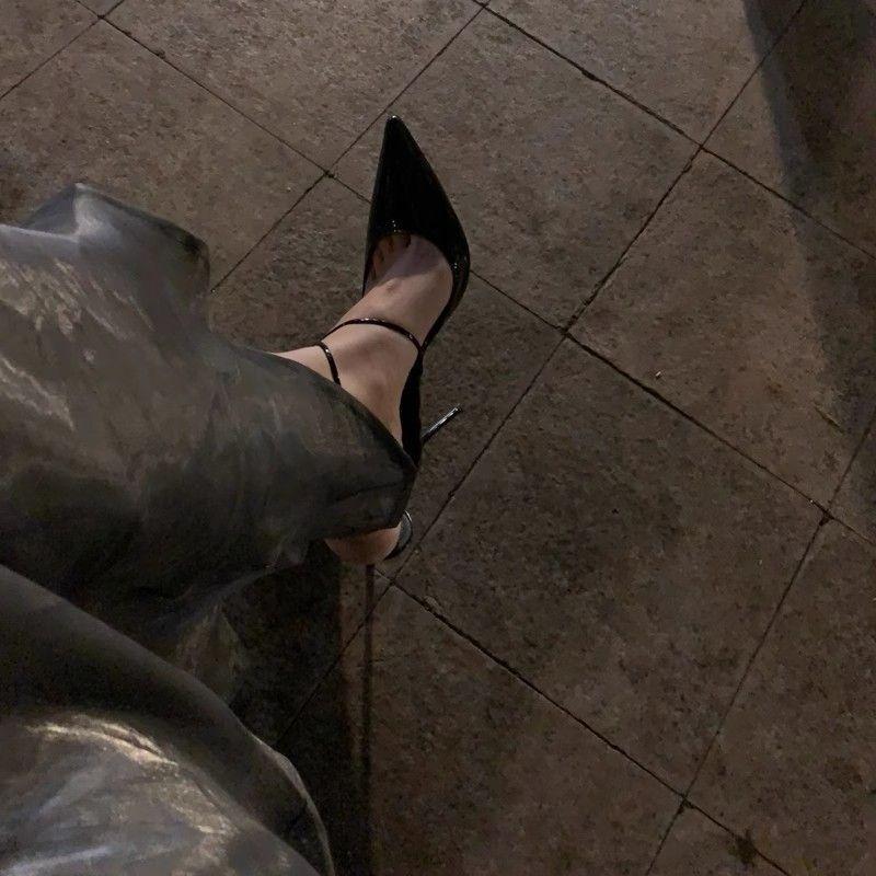 Thin heel pointed outer wear versatile casual comfortable sandals summer fashion niche design solid color high heel sandals