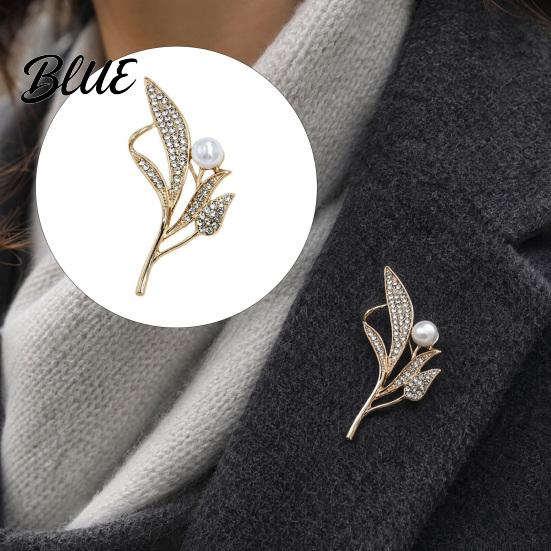 Durable Lapel Pin Ear of Wheat Faux Pearl Brooch Rhinestone