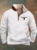 2025 Retro 3D Print Stand Collar Velvet Men's Hoodie for Autumn/Winter