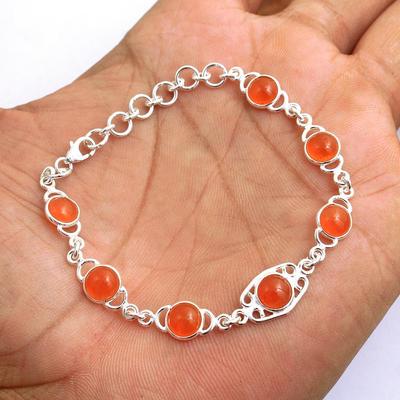 Natürlicher Karneol, handgefertigtes Armband aus 925er Sterlingsilber, Damenschmuck