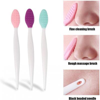 Hautpflege Lippenpeeling Gesichtsreinigung Gesichtspeeling Nasenreinigungsbürste Mitesser entfernen Silikon Doppelseitiges Hautpflegewerkzeug