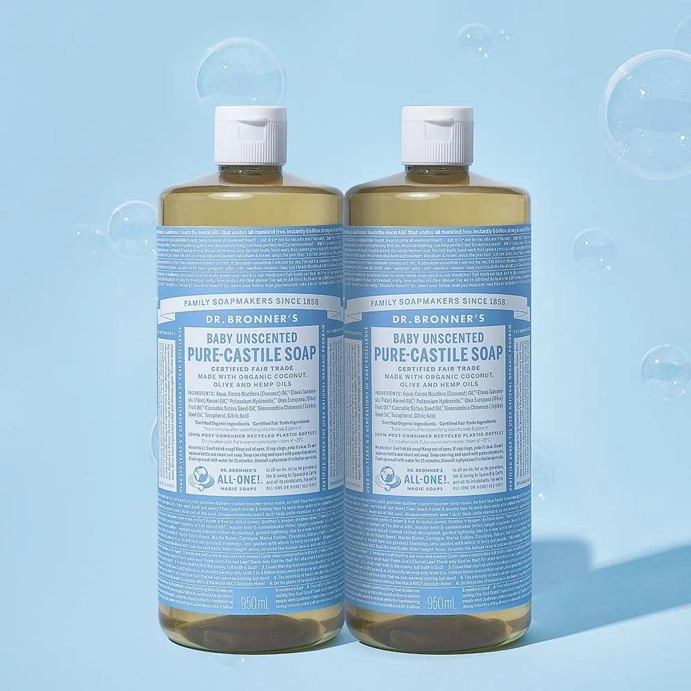 Dr. Bronner s Baby Mild Pure Castile Soap Large Size All-in-One Body Wash 950ml x 2