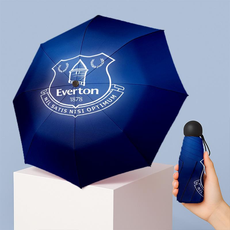 Everton Football Pattern Printed Mini 5 Folds 8 Ribs Compact Umbrella Windproof Waterproof Lightweight Portable Folding