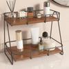 Two-Tier Desktop Storage Rack storageSaving Iron and Wood Shelf Organizer