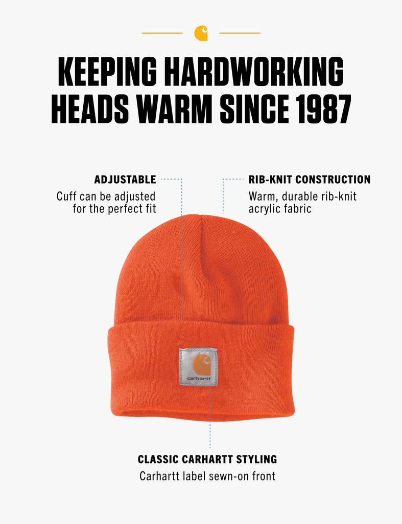 Carhartt Acrylic Knit One Orange Men's Cap, A18, Size,