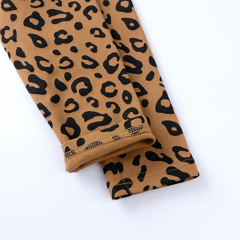 Conjunto de pijamas para bebés de otoño e invierno, ropa de dormir con estampado de leopardo para niños, ropa interior de algodón para el hogar para niñas