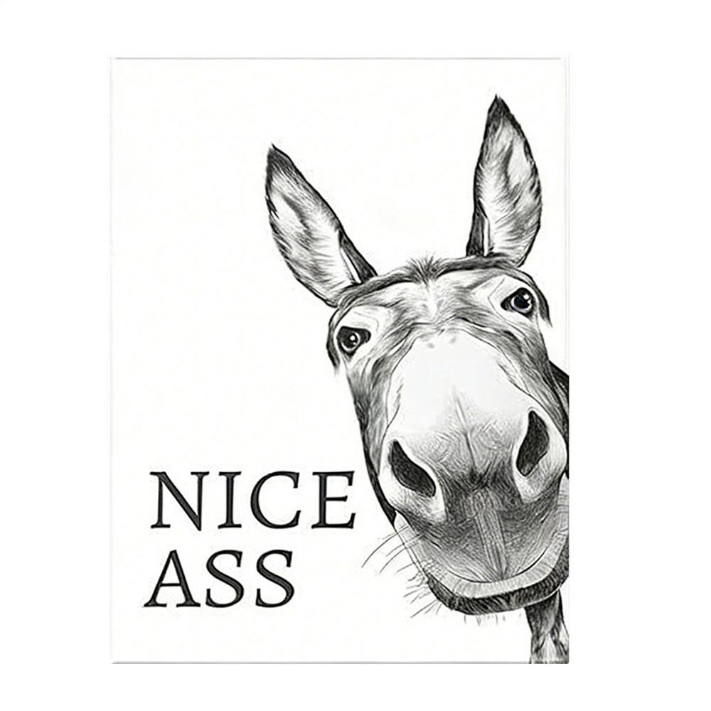 NICE ASS Funny Poster Funny Donkey Bathroom Wall Decoration Painting Modern Bath Wall Art Funny Decorative Poster