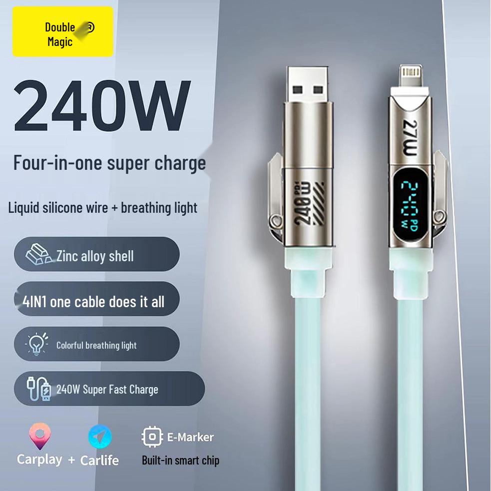 Beimo Smart Fast-Charge Silicone Data Cable with Digital Display and Zinc Alloy