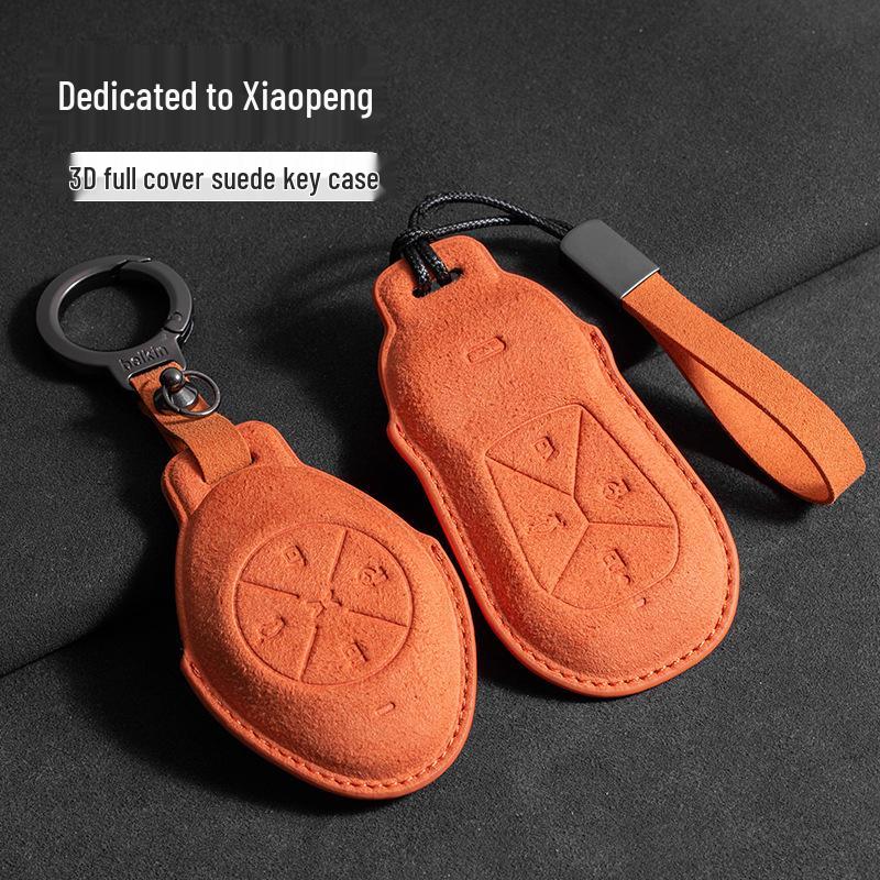 Alcantara Key Case for XPeng Models: P7, P7i, P5, G9, G6, G3, and G3i - Full Coverage with Buckle