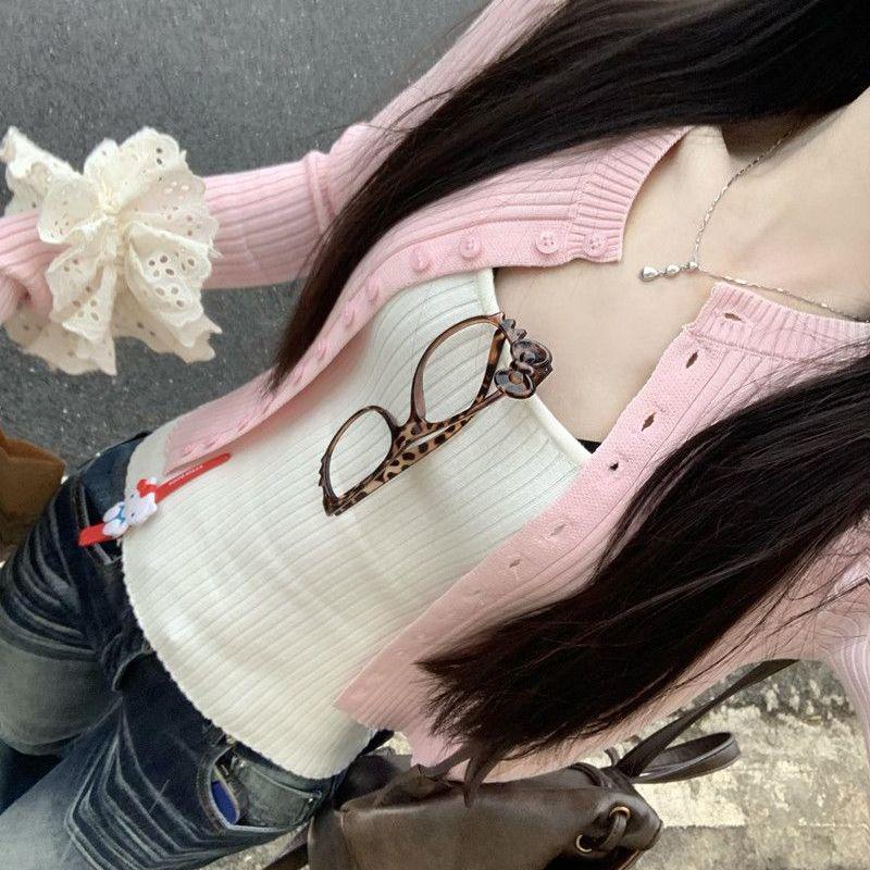 

Women s Slim-Fit Knit Cardigan & Camisole Set – Sweet, Versatile, Age-Reducing Two-Piece for Spring/Summer S (Recommended for 75-85 kg)