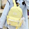 Schoolbag New Campus School Bag Female Korean ins Simple Plaid Backpack High School Student Large Capacity Travel Backpack