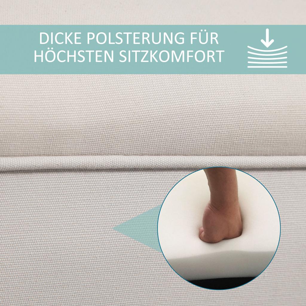Bench Upholstered Bench with Sailcloth Fabric, Armrest Hallway Bench with Wooden Frame, Shoe Bench for Bedroom, Living Room