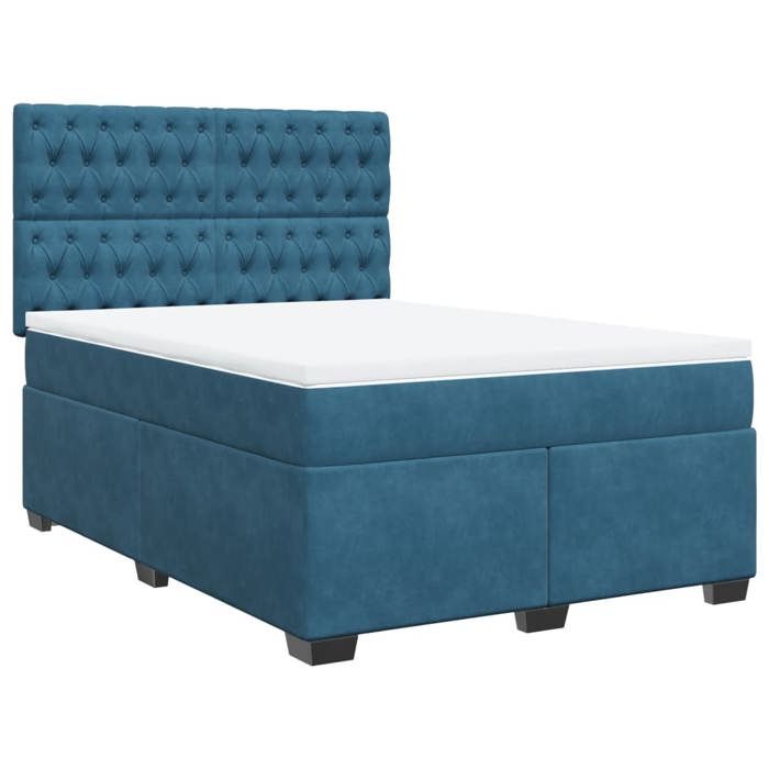 VidaXL Sommier à lattes de lit et matelas bleu 140x190 cm velours, lit, lit à plate-forme, lit à panneaux 3293216