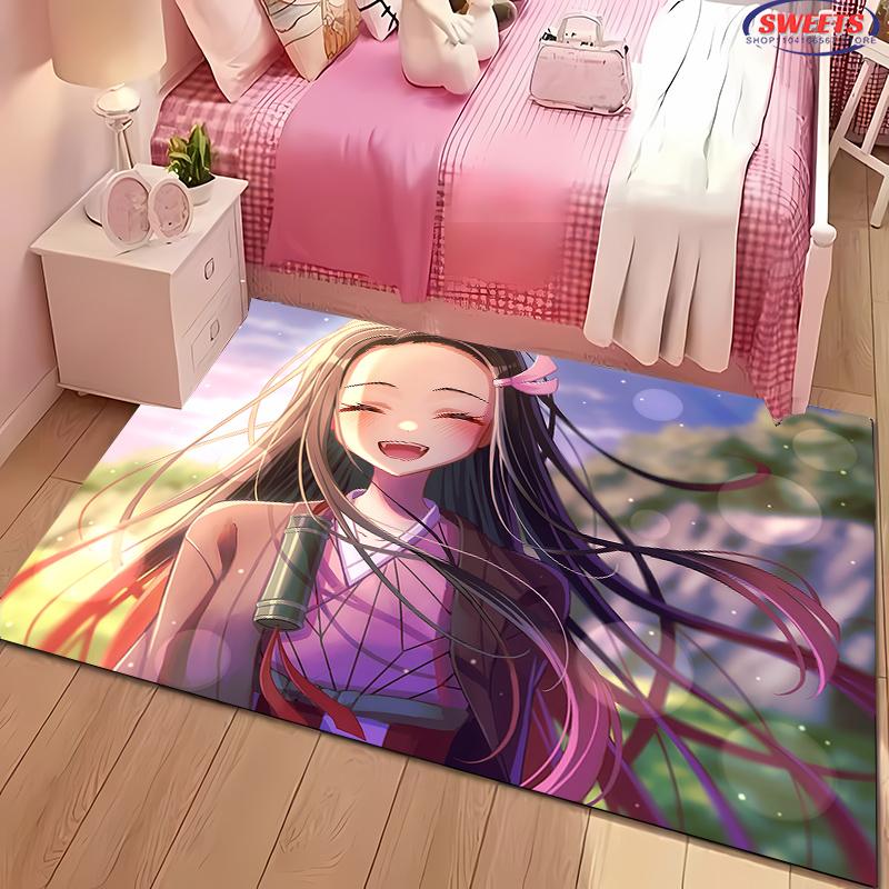3D Printing Japan Anime Kamad0 Nezuk0 Carpet for Living Room Children's Bedroom Sofa Doormat Floor Rug Anti-slip Decor Mat Gift