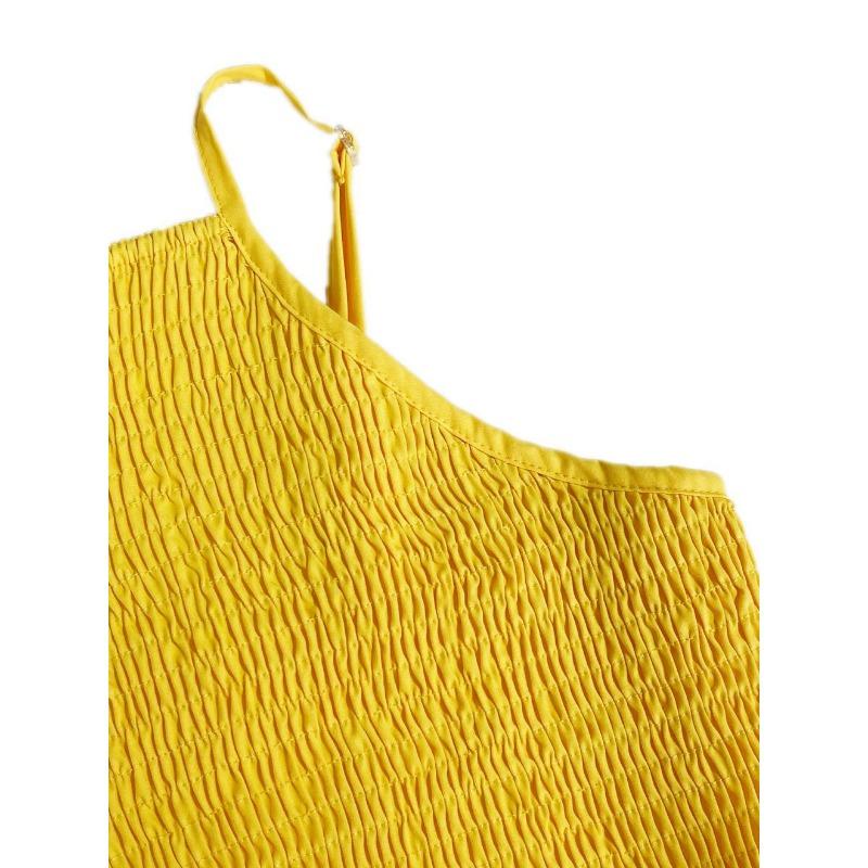 Damen Smocked Neckholder Maxikleid Ärmellos A-Linie Lässig Sommer Sonnentuchkleid