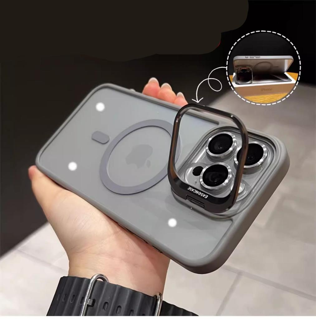 For iPhone 16 Pro Max Luxury Magsafe Magnetic Lens Holder Stand Phone Case For iPhone 11 12 13 14 15 Plus 16E Protective Cover
