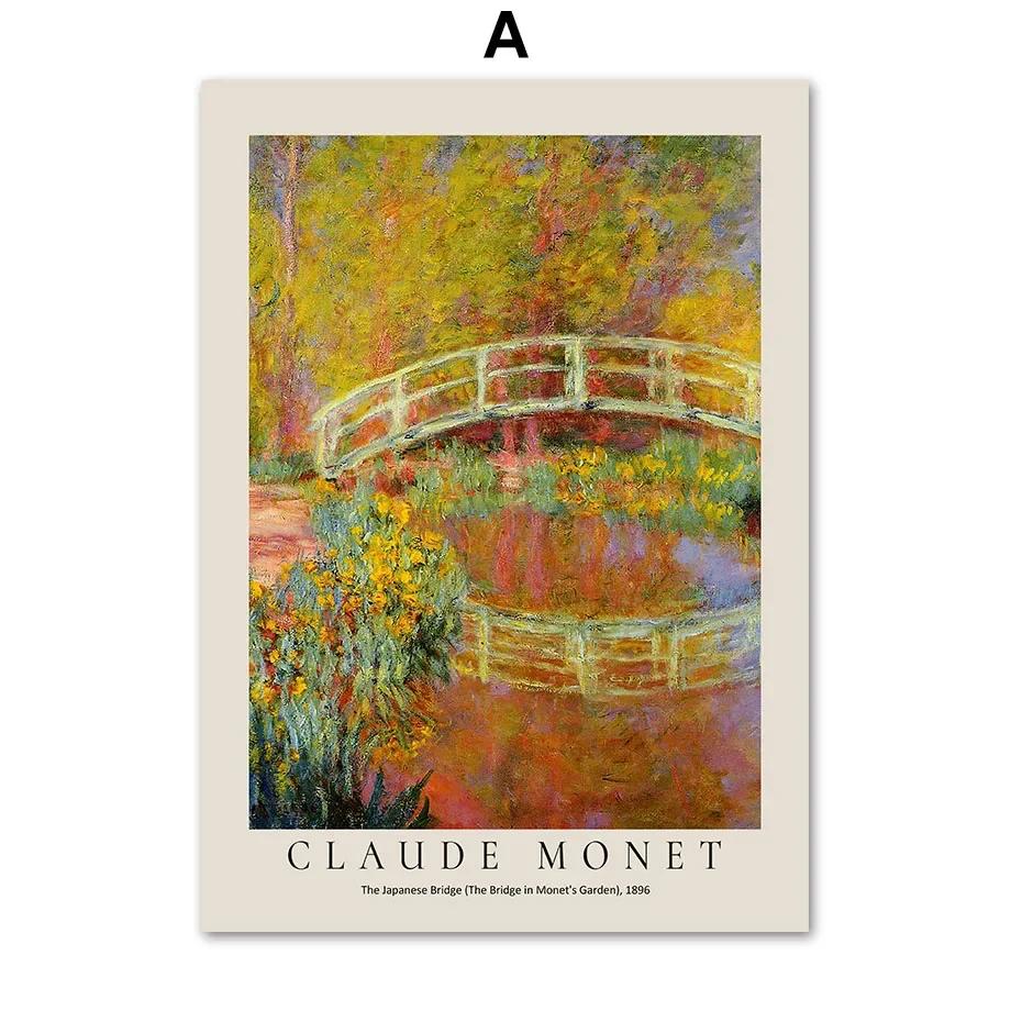 

Impressionist Canvas Painting Poster and Prints, Claude Monet, Water Lilies, Sea Bridge, Wall Art, Picture for Living Room Decor 21x30cm No Framed